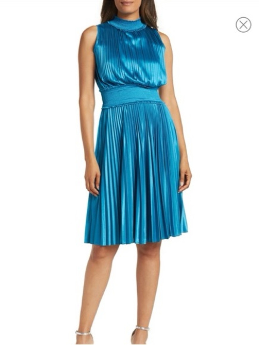 NWT Nanette Lepore Pleated Satin Dress in Blue Curacao